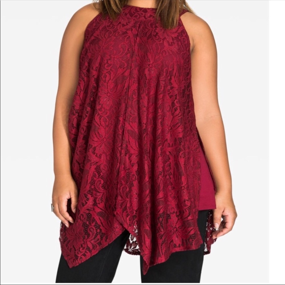 💥Ashley Stewart Size26 Lace Overlay Tunic Top💥